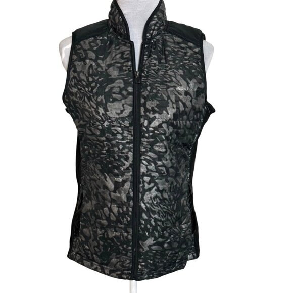 Hannah Womens Fashion Vest Size S Sleeveless Black Gray Cheetah Print Zip Up - Picture 1 of 13